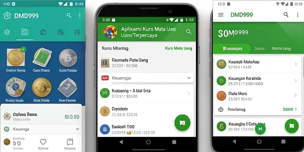 Tampilan antarmuka aplikasi DMD999 untuk kurs mata uang.