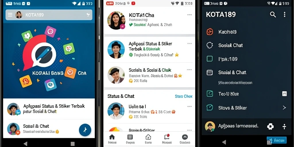 Antarmuka KOTA189 yang menarik dan penuh warna untuk Status & Stiker.
