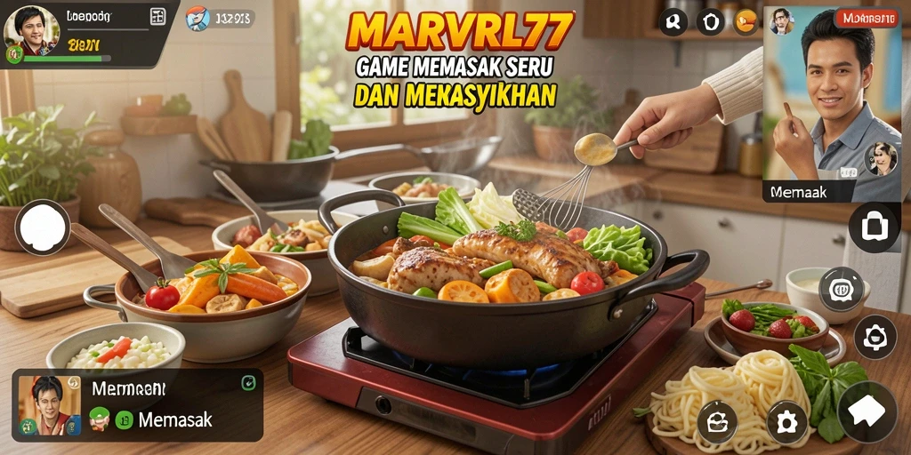 Screenshot antarmuka MARVRL77 menampilkan proses Memasak yang seru.
