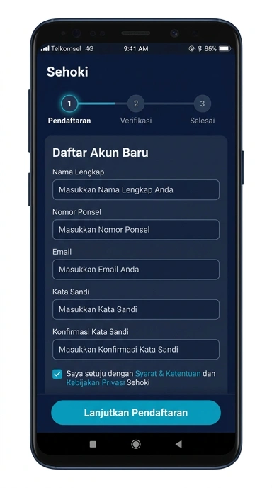 Tampilan halaman daftar sehoki